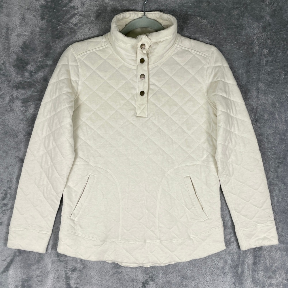Marmot Roice Quilted Pullover Womens S Cream Snap Neck Pocket Sweater Gorpcore - Picture 1 of 10